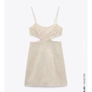 NWT Zara Combination Crochet Cut Out Dress, Size L